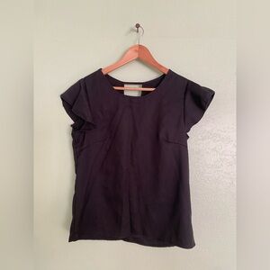 SHEIN Black Ruffle Sleeve Blouse